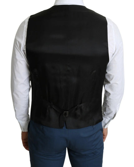 Dolce & Gabbana Black Wool Men Formal Waistcoat Vest