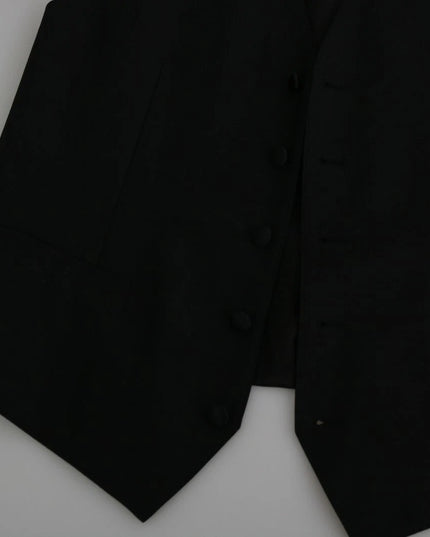 Dolce & Gabbana Black Wool Men Formal Waistcoat Vest