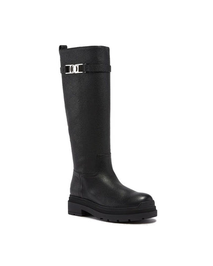 Salvatore Ferragamo Black Calfskin Lace-Up Boots