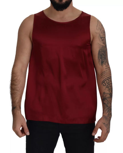 Dolce & Gabbana Red Round Neck Sleeveless Silk T-shirt