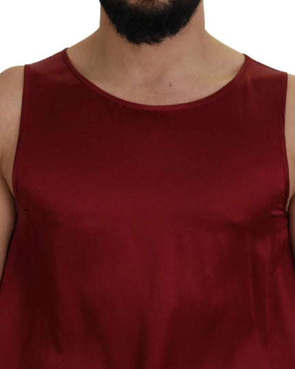 Dolce & Gabbana Red Round Neck Sleeveless Silk T-shirt