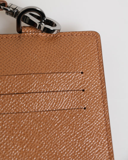 Dolce & Gabbana Dark Brown Leather Lanyard Logo Card Holder Men Wallet