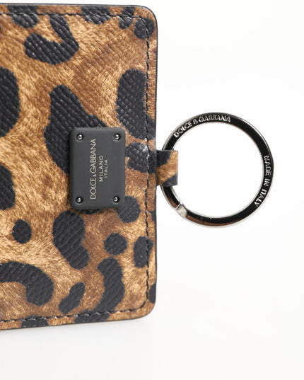Dolce & Gabbana Leopard Print Leather Embossed Lanyard Card Holder Wallet
