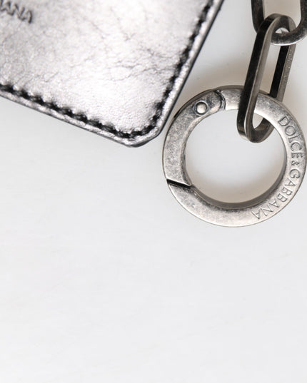 Dolce & Gabbana Wallet Black Leather Logo Embossed Key Chain Card Holder Wallet