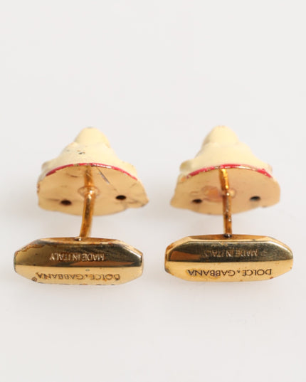 Dolce & Gabbana Brass Gold Tone Dog Puppy Men's Accessories Cufflink