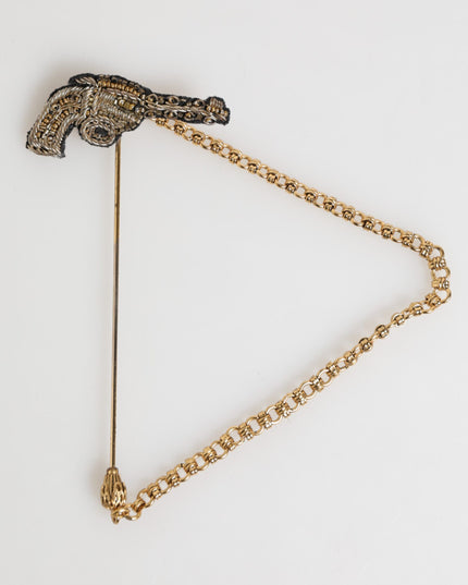 Dolce & Gabbana Lapel Pin Brass Copper Revolver Men Accessories Brooch