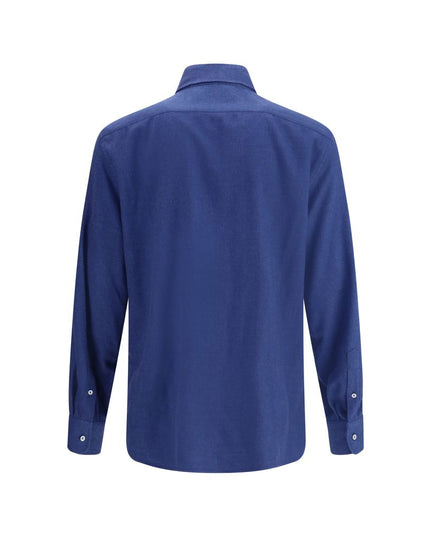 Brunello Cucinelli Blue Cotton Dress Shirt