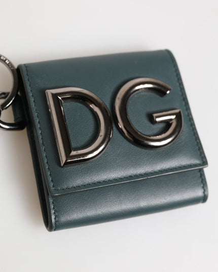 Dolce & Gabbana Dark Green Leather DG Logo Coin Purse Bag Charm Wallet