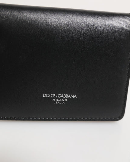 Dolce & Gabbana Black Leather DG Logo Bifold Card Holder Men Borse Wallet