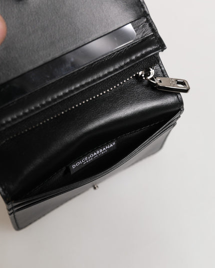 Dolce & Gabbana Black Leather DG Logo Bifold Card Holder Men Borse Wallet