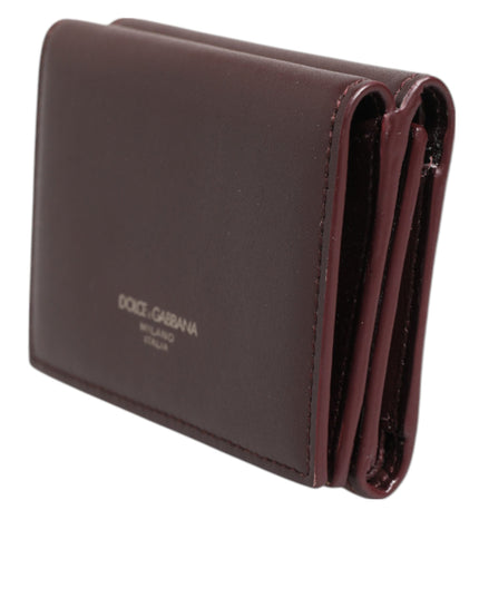 Dolce & Gabbana Leather Embossed Logo Trifold Men Card Holder Dark Brown