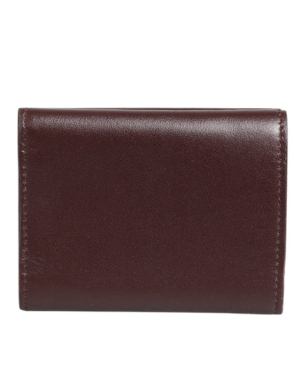 Dolce & Gabbana Leather Embossed Logo Trifold Men Card Holder Dark Brown