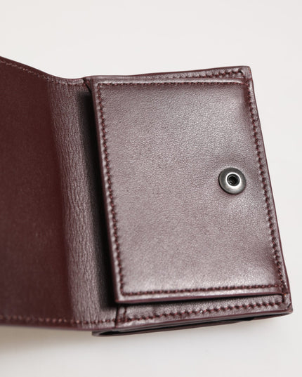 Dolce & Gabbana Leather Embossed Logo Trifold Men Card Holder Dark Brown