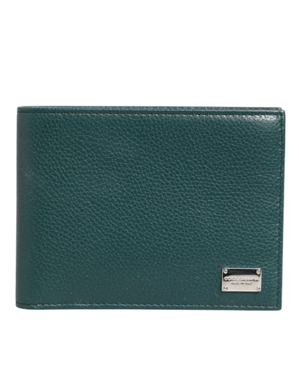 Dolce & Gabbana Green Leather DG Logo Plaque Bifold Men Card Holder Wallet