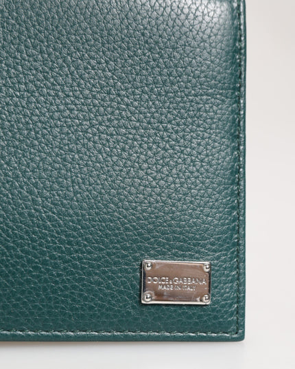 Dolce & Gabbana Green Leather DG Logo Plaque Bifold Men Card Holder Wallet