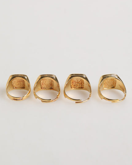 Dolce & Gabbana Gold Tone Brass JAZZ Letter Set 4 Pieces Adjustable Ring