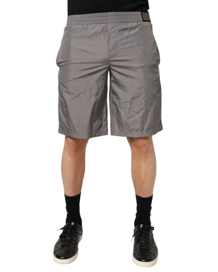 Dolce & Gabbana Light Gray Nylon Elastic Waist Shorts Swimwear