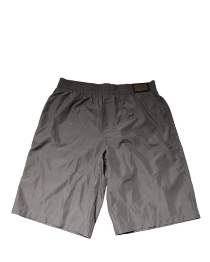 Dolce & Gabbana Light Gray Nylon Elastic Waist Shorts Swimwear