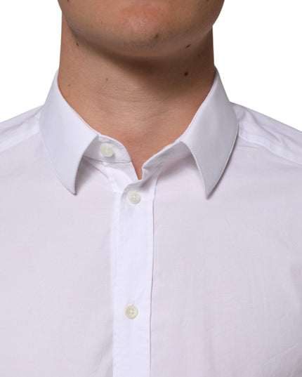 Dolce & Gabbana White Cotton GOLD Long Sleeves Formal Men Shirt