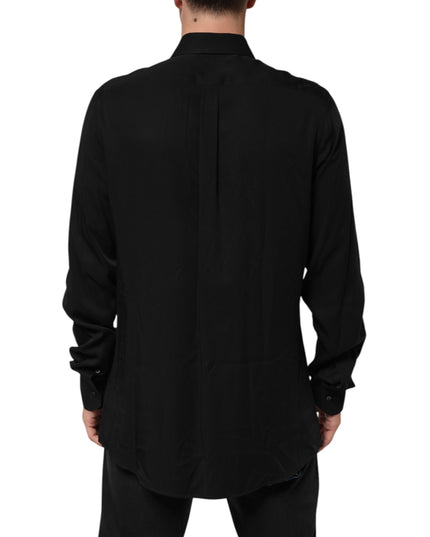 Dolce & Gabbana Black Viscose Long Sleeve Formal Dress Shirt