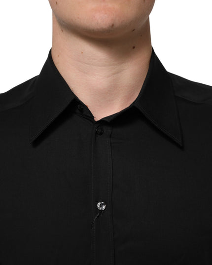 Dolce & Gabbana Black Viscose Long Sleeve Formal Dress Shirt