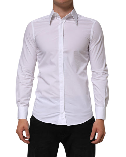 Dolce & Gabbana White Cotton MARTINI Long Sleeve Dress Shirt