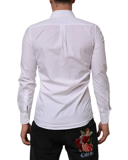 Dolce & Gabbana White Cotton MARTINI Long Sleeve Dress Shirt