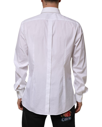Dolce & Gabbana White Cotton GOLD Long Sleeves Formal Shirt