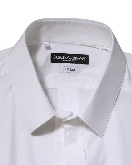 Dolce & Gabbana White Cotton GOLD Long Sleeves Formal Shirt