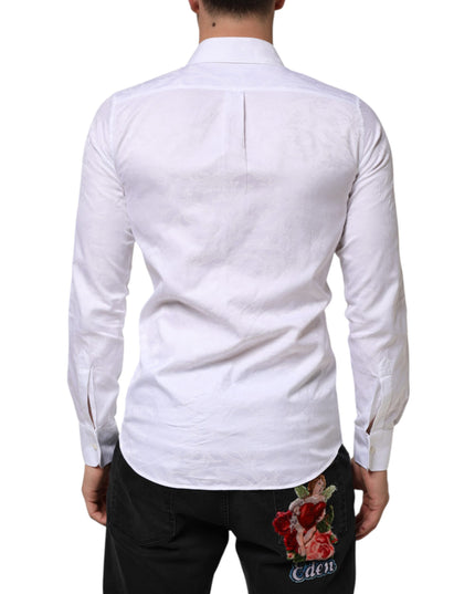 Dolce & Gabbana White Cotton MARTINI Paisley Jacquard Shirt