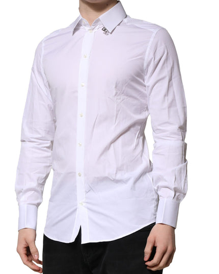 Dolce & Gabbana White Cotton GOLD Long Sleeves Formal Shirt