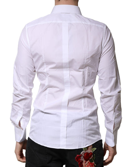 Dolce & Gabbana White Cotton GOLD Long Sleeves Formal Shirt