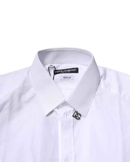 Dolce & Gabbana White Cotton GOLD Long Sleeves Formal Shirt