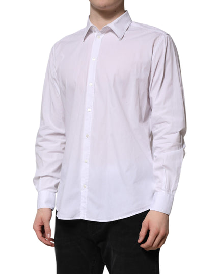 Dolce & Gabbana White Cotton STAFF Long Sleeves Forma Shirt