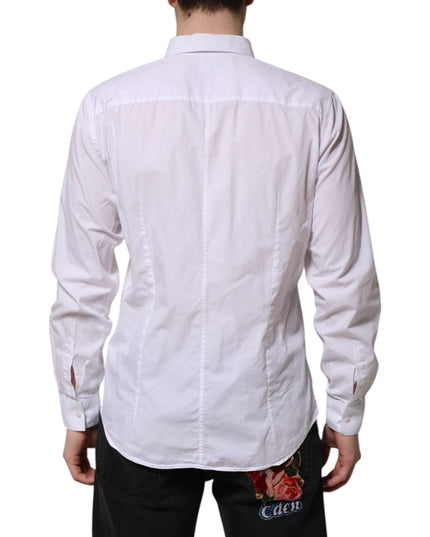 Dolce & Gabbana White Cotton STAFF Long Sleeves Forma Shirt