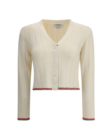 Thom Browne Cream Fleece Wool Cardigan