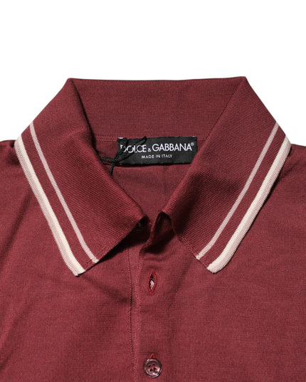 Dolce & Gabbana Cotton Burgundy Striped DG Logo Polo  T-shirt