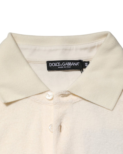 Dolce & Gabbana Ivory Cotton Terry Logo Pocket Polo T-shirt