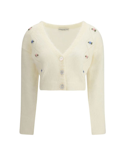 Alessandra Rich White Mohair Cardigan
