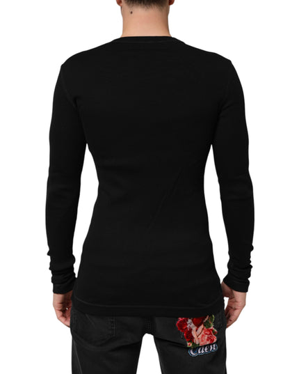 Dolce & Gabbana Black Cotton Button Up Men Cardigan Sweater