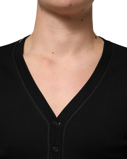 Dolce & Gabbana Black Cotton Button Up Men Cardigan Sweater