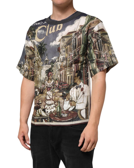 Dolce & Gabbana Palermo Jazz Club Linen Crew Neck Men T-shirt