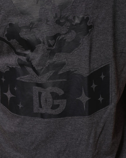 Dolce & Gabbana Black Charcoal DG Logo V-Neck Men T-shirt