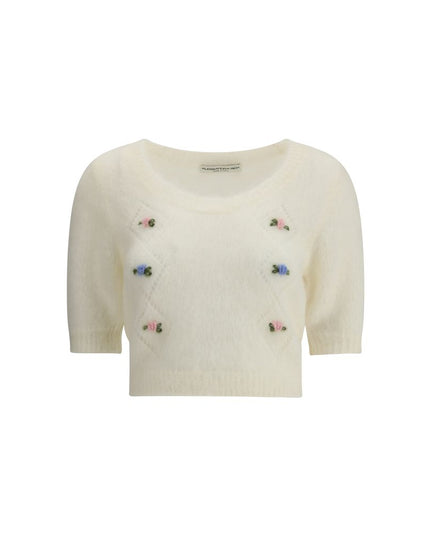 Alessandra Rich White Mohair Sweatshirt