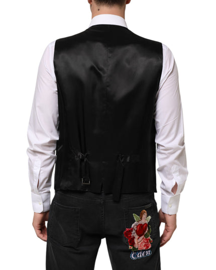 Dolce & Gabbana Black Wool Dress Formal Men Waistcoat Vest