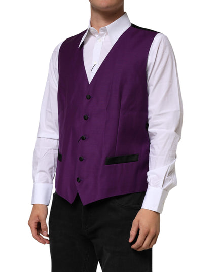 Dolce & Gabbana Purple Wool Dress Formal Waistcoat Vest