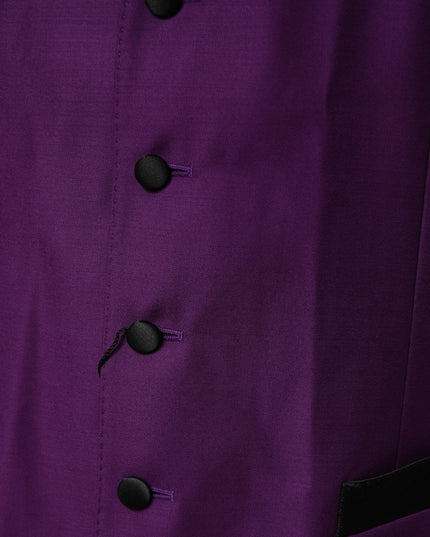 Dolce & Gabbana Purple Wool Dress Formal Waistcoat Vest