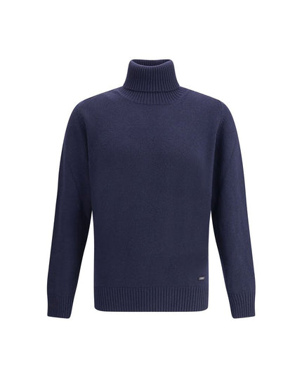 Brooksfield Blue Fleece Wool Turtleneck