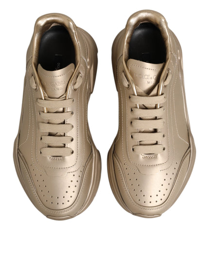 Dolce & Gabbana Gold Leather Daymaster Women Sneaker Shoes