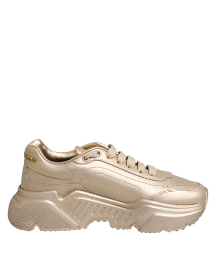 Dolce & Gabbana Gold Leather Daymaster Women Sneaker Shoes